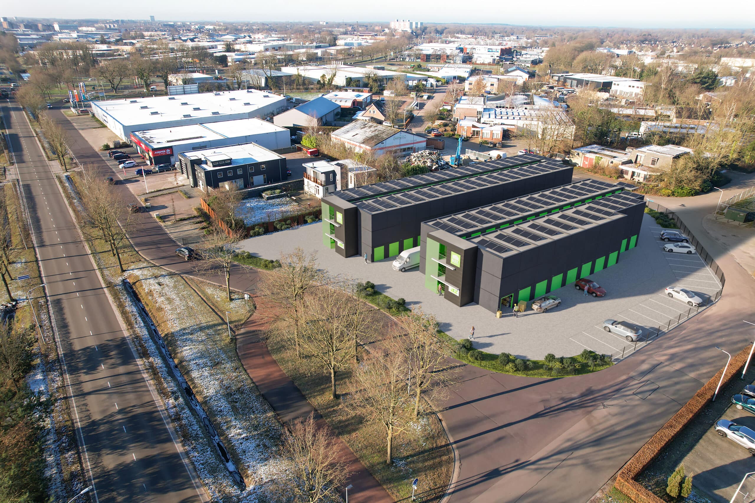 Bedrijfskavel waarop een park met garageboxen gebouwd kan worden.