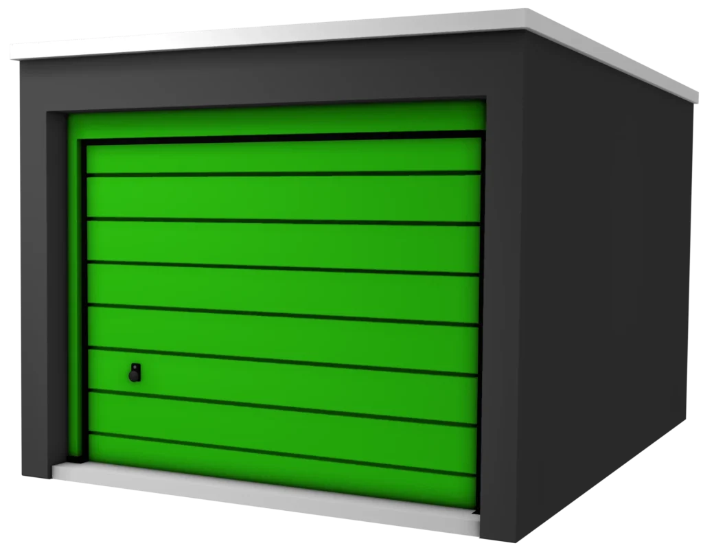 Garagebox met overheaddeur. Garagebox kopen.