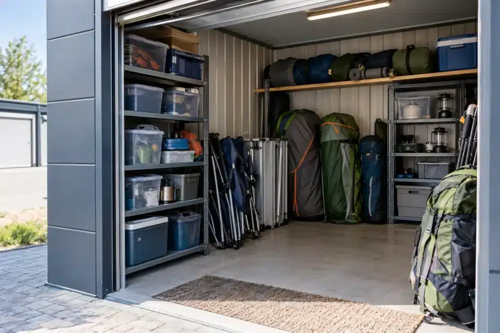 Garagebox voor kampeerspullen